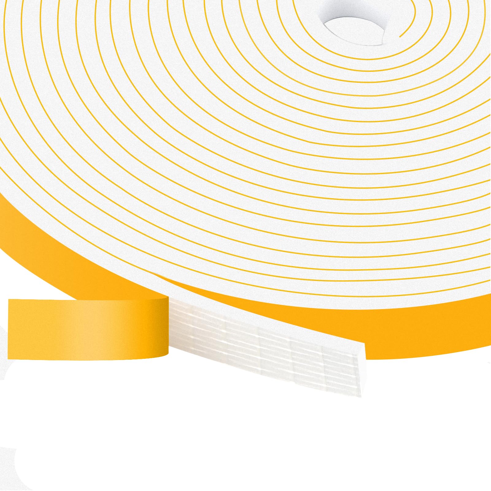 YIMIKI Draught Excluder Weather Stripping 12mm(W) x 3mm(T),High Density Foam Weather Stripping Seal Tape,Windows Doors Insulation Seal Tape,Soundproof Shockproof House Sealing,3 Rolls, Total 15M Long