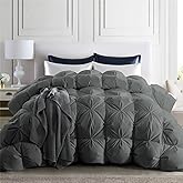 puredown Grey Goose Down Comforter King Size, 800 Fill Power, 100% Cotton 700 TC Fabric, Winter Duvet Insert, Pinch Pleat Heavyweight Comforter Cloud Fluffy Extra Warmth