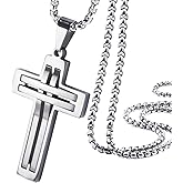 555Jewelry Stainless Steel Cross Necklace Pendant for Men and Women 16-24" Chain