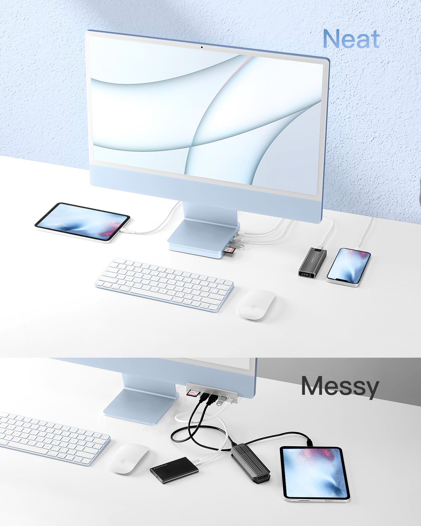 Inateck USB C Hub für iMac, Dockingstation Kompatibel mit iMac 24 Zoll 2021/2023, USB 3.2 Gen 2, 8-in-1 Aluminium USB Hub mit NVMe SSD Gehäuse, USB C 10 Gbit/s und SD/TF Kartenleser, DK2001 5