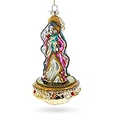 Reverent Virgin Mary with Baby Jesus Blown Glass Christmas Ornament