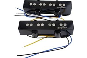 Guyker Vintage Style Bass Guitar Pickup, Alnico Open Style Neck + Bridge Pickups Set Replacement Part for 4 String JB Jazz Electric Bass Guitar