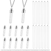 Bonuci 12 Set Small Glass Vial Bottle Necklace for Liquid Blood Ashes Keepsake DIY Pendant 1.4 Inch Tiny Hourglass Jewelry with Screw Cap Charms Snake Chains 17.7 Inch for Party
