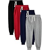 HXP 4 Pack Boys Sweatpants Boys Joggers Cotton Youth Active Soft Sweatpants Kids Pocket Drawstring Joggers Pants