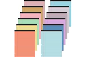Fuutreo 12 Pcs 8.5'' x 11'' Colored Legal Pad 3 Hole Punched Writing Pads Narrow Ruled 50 Sheets Per Notepad Micro Perforated Writing Pad Note Pads Office Supplies (Bright Colors)