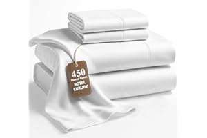 LANE LINEN Queen Sheet Set - 450 Thread Count Premium Soft Long Staple 100% Cotton Sheets, Hotel Luxury Sateen Silky Finish, Snug Fit 15" Deep Pocket, Low Pill, Machine Washable - White Sheets