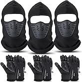 6 Pcs Winter Balaclava Face Mask with Ski Gloves Full Face Mask Warm Fleece Balaclava Touch Screen Gloves for Men Women
