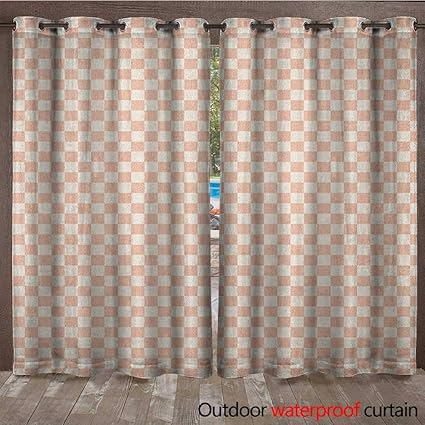 Amazon Com Blountdecor Geometric Grommet Top Curtain Pale Salmon