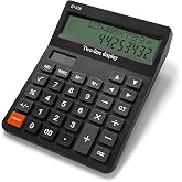 Calculators Desktop,Solar Desk Calculator with Large 2 Line Display, Basic Calculator with Big Button, 4 Function Calculator for Business, Students, Office Supplies (Black)