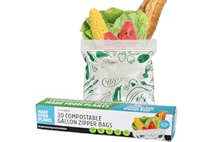 Lunchskins Ziptop Compostable & Resealable Freezer-Safe Food Storage Bags, Gallon Size, 30 Bags - Eco-Friendly, Made Without PFAS and BPA