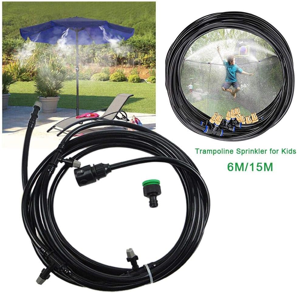 Renoble Mist Cooling System Sprinkler For Kids Trampoline Micro Flow Watering For Home Garden Outdoor Water Park Special PE High Pressure Spray Tube Water Atomization Distribution Cooling Pipe