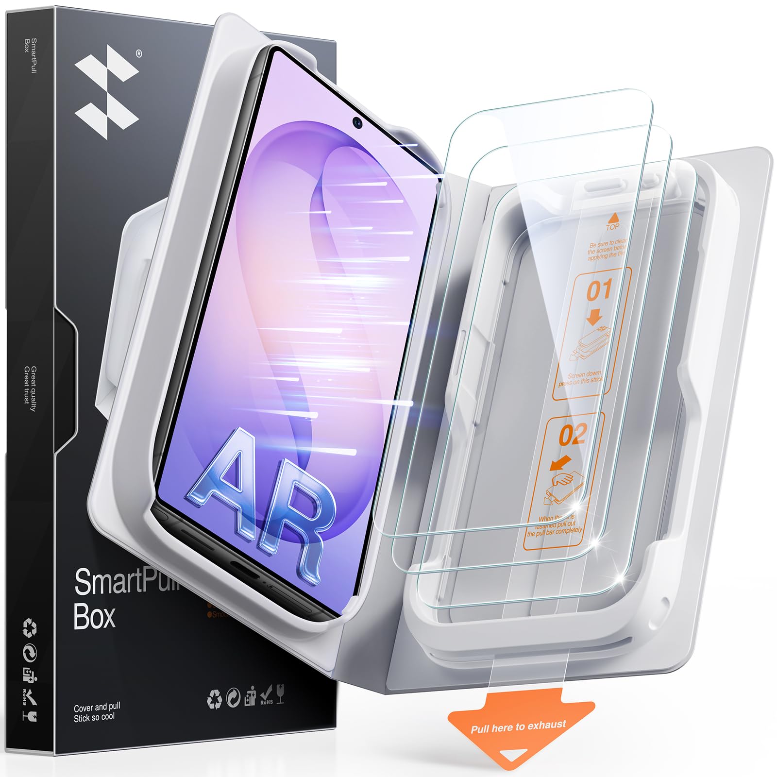 SmartDevil for Samsung Galaxy S26 Ultra Screen Protector, Anti-Reflective AR Tempered Glass Film [3 Pack], 9H Scratch & SGS Impact Resistant, In-Display Fingerprint Reader Compatible, SmartPull Box Bubble-Free Easy Install System