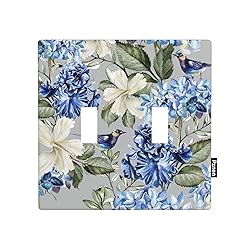 Pznen Blue Floral 2-Gang Toggle Wall Plate Outlet