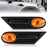 Riloer Side Indicator Light compatible with BMW MINI R56 R57 R58 2007-2013 | Amber Side Marker Turn Signal Lamp with Smoked Lens, OE Replacement 63137260202, 63137260201