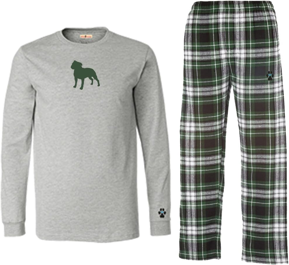 Staffordshire Bull Terrier Mens Flannel Pajamas.