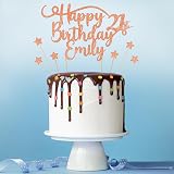 Cakeshop Personalised Happy Birthday Glitter Cake Topper Rose Gold Name Age view 3