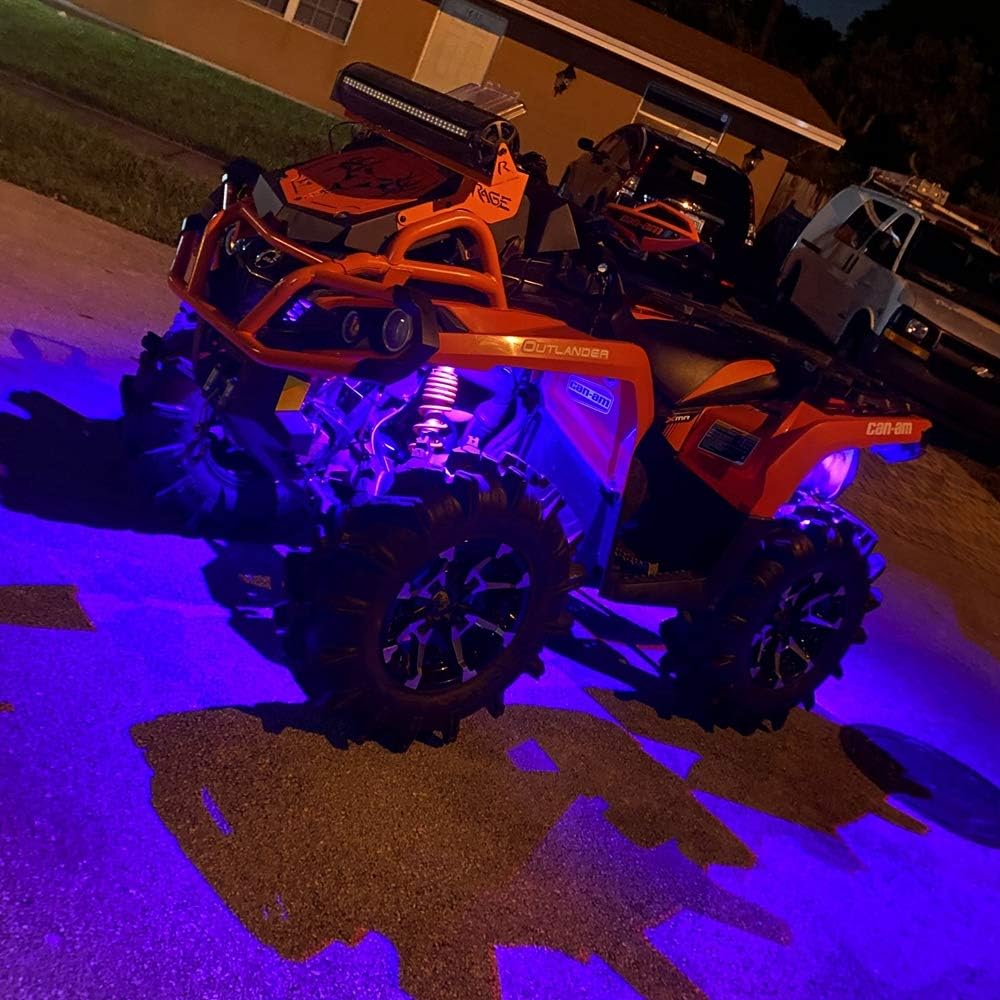 SUNPIE RGB LED Rock Lights -4 Pod Lights with Phone App/Remote Control & Timing & Music Mode & Flashing & Automatic Control Neon Lights Under Off Road Truck SUV ATV(11.5 Ft Rock Lights Wires Equipped): Automotive