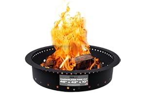 Iron Forge Tools Fire Pit Ring 48 Inch Outer/42 Inch Inner - Outdoor Heavy Duty Metal Round Smokeless Fire Ring Insert Liner - Utility Patent Pending (48x42x10)