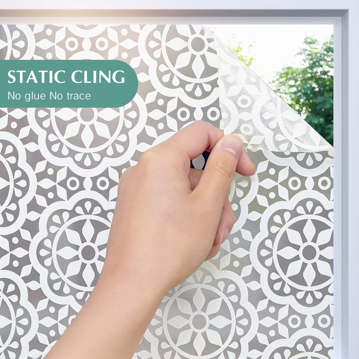 Lifetree Frosted Window Film Privacy Film for Glass Windows 75x200cm, Static Cling Decorative Snowflake Pattern - Image 3