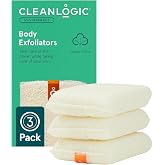 Cleanlogic Organic Cotton Small Exfoliating Body Scrubber (3.3 x 5.5 in) &ndash; Deep Cleansing Shower Exfoliator for Athletes, Fast-Drying Dead Skin Remover for Full Body &ndash; 3 Count Value Pack