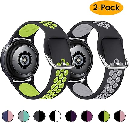 Amazon Com Ezco 2 Pack Sport Bands Compatible With Samsung Galaxy Watch Active 2 40 44mm Active Galaxy Watch 3 41mm 20mm Soft Silicone Breathable Watch Strap Replacement Wristband Accessories Women Man Sports Outdoors