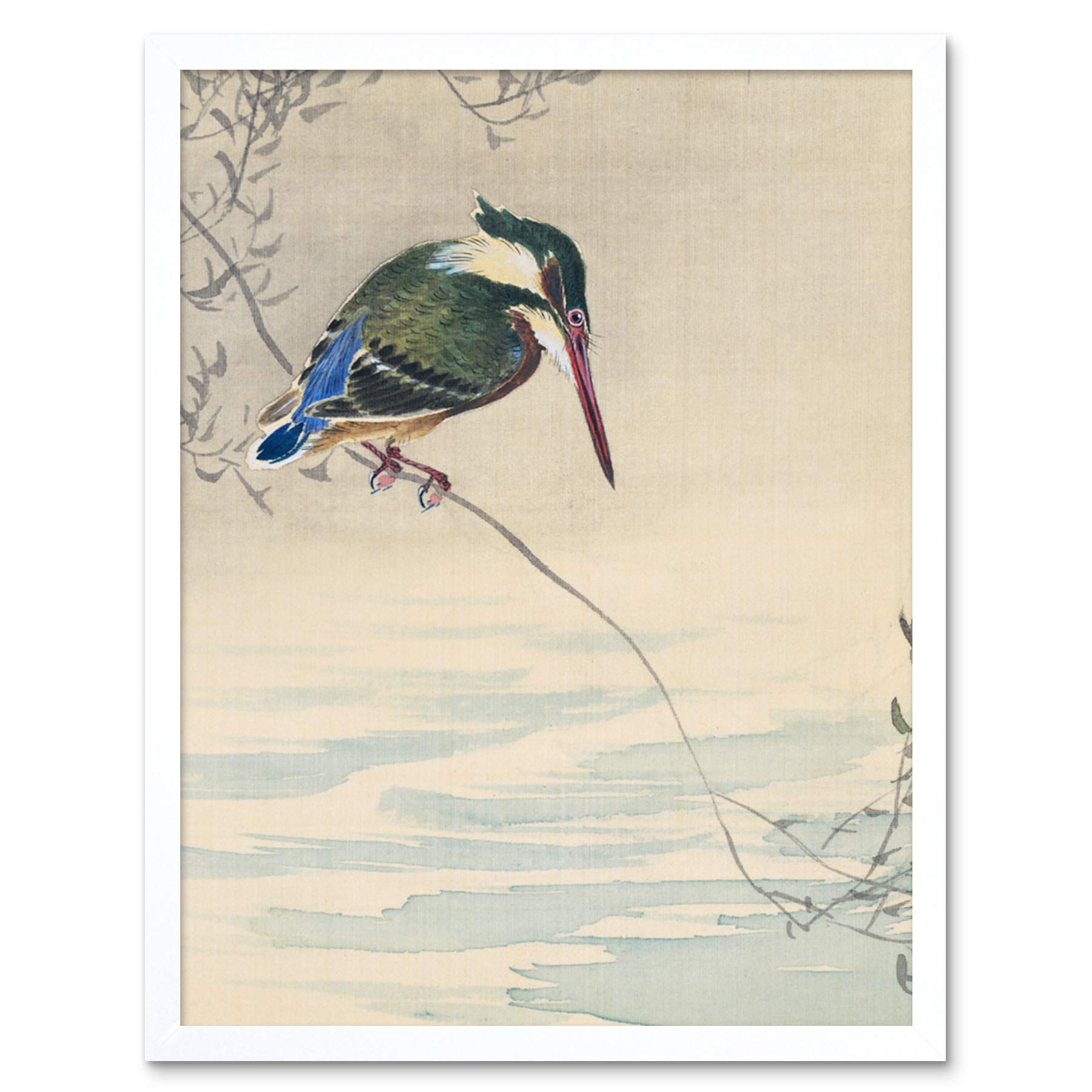 Artery8 Ohara Koson Kingfisher Bird Japanese Painting Art Print Framed Poster Wall Decor 12x16 inch