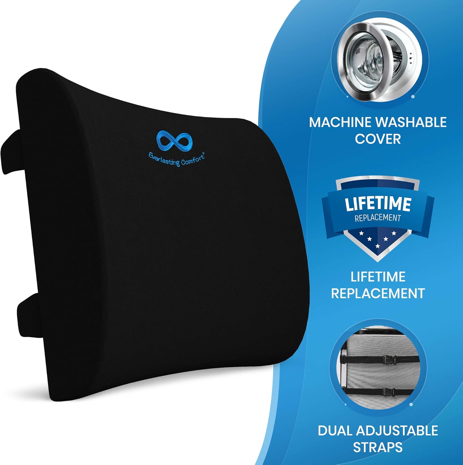 Everlasting Comfort Memory Foam Gel Infused Lumbar Support for Office Chair - Ventilated Lumbar Support Pillow - Perfect Work from Home Accessories: Kitchen & Dining
