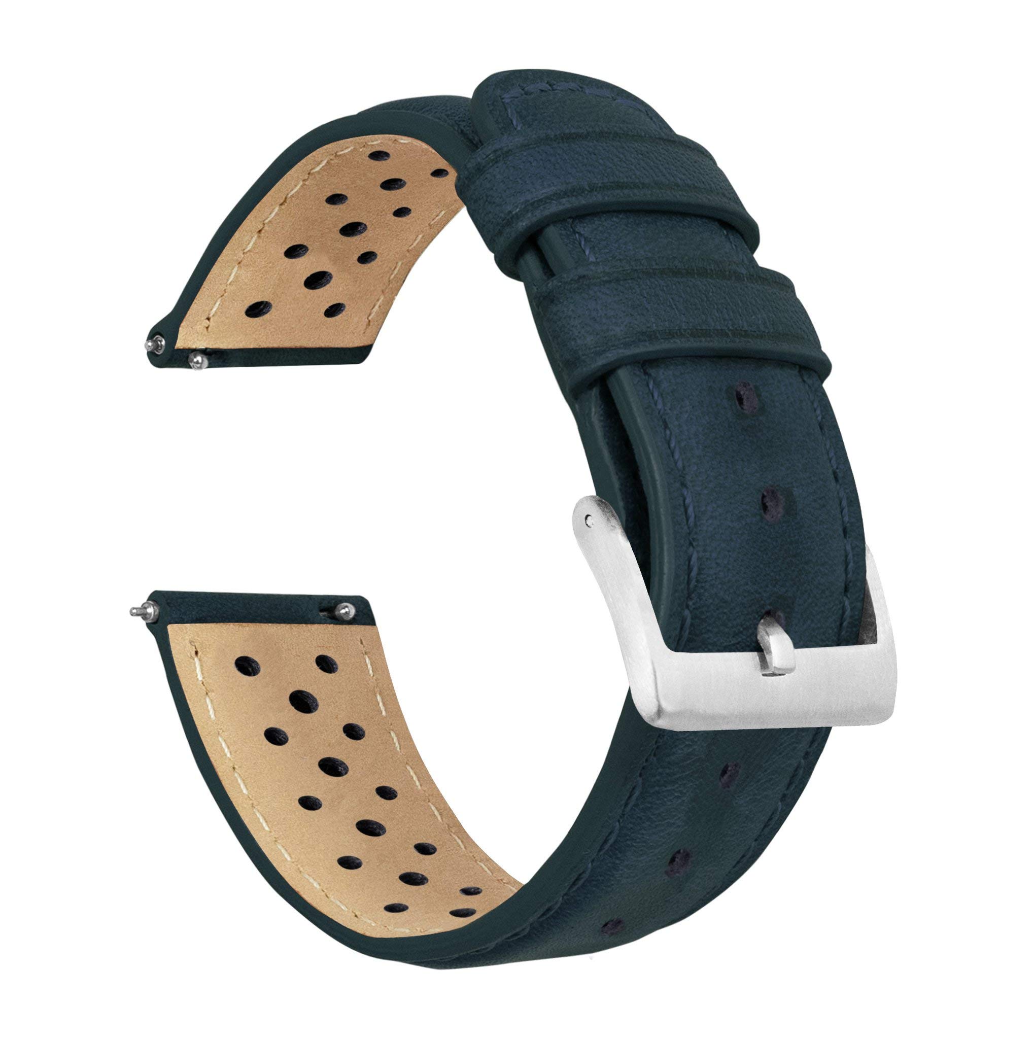 22mm Navy - BARTON Racing Horween Leather Watch Bands - Quick Release - Choose Strap Color & Width