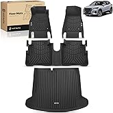 YHTAUTO Floor Mats & Cargo Mat Compatible with Nissan Kicks 2018-2024, TPE Floor Liners All-Weather Protection Custom Fit, 1st & 2nd Row & Trunk Mat, Set of 4 Black