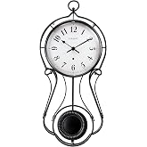 CLXEAST 20" Modern Pendulum Wall Clock for Living Room Decor | Black Metal Case,Large Schoolhouse Regulator Wall Clock for Dinning Room,Kitchen &amp; Home Office
