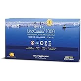 WHC, UnoCardio 1000 Fish Oil, 1300 mg of Pure Triglyceride Fish Oil with Omega-3 (1180 mg), 665 mg EPA and 445 mg DHA and 25 mcg (1000 IU) Vitamin D3 per softgel, Natural Orange, 60 softgels