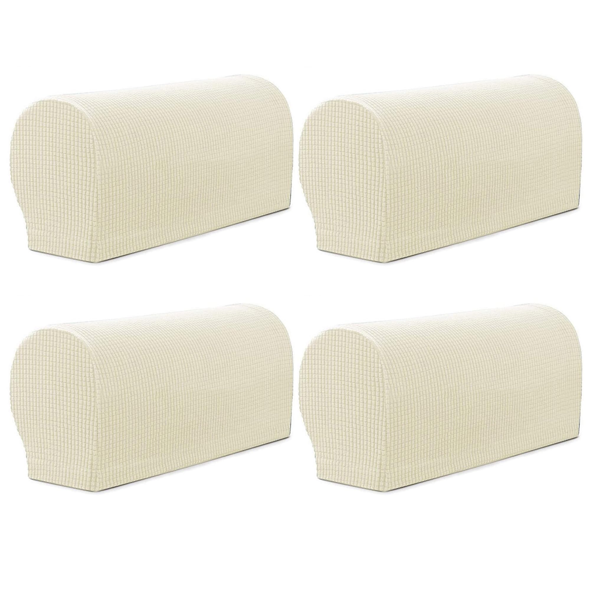 GEOCANG Armchair cover, Set of 4 non-slip armchair, sofa armrest protector, for furniture protector(Ivory white)