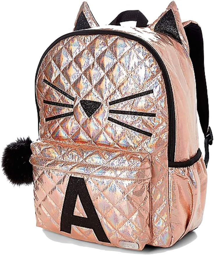 rose gold foil initial backpack