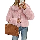 MEROKEETY Women's 2025 Winter Coats Furry Faux Fur Jackets Long Sleeve Coat Trendy Warm Outerwear with Pockets