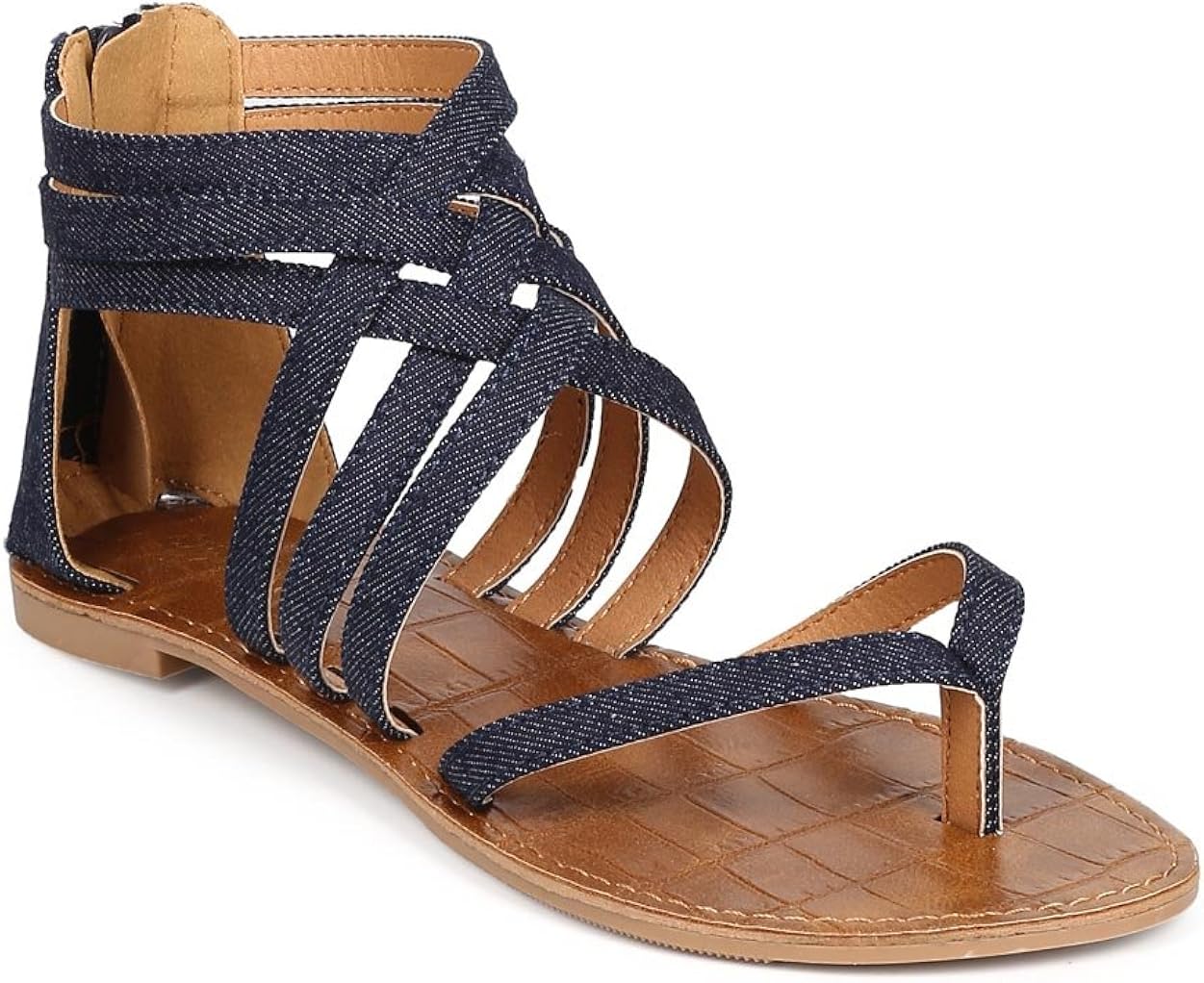 blue jean gladiator sandals