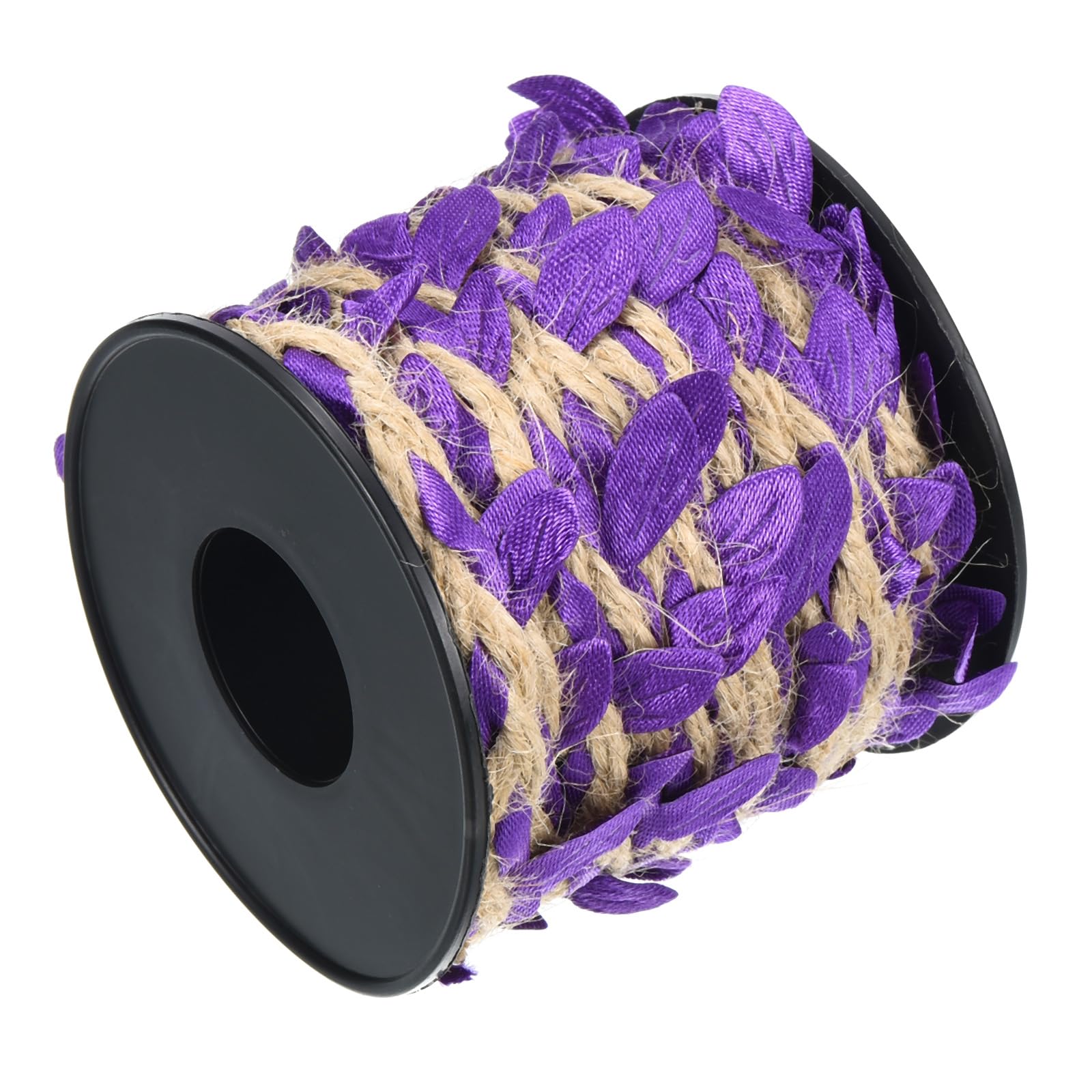 M METERXITY Burlap Leaf Ribbon - Artificial Vine Jute Rope for Decorating and Packing, Apply to Garden/Flower Shop/Wedding (33ft, 5mm, Purple)