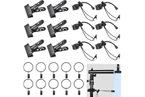 Rustark 22Pcs Heavy Duty Spring Clamps Elastic Photo Clips Holder Kit w Curtain Clips Backdrop Rings Metal Clamps for Photogr