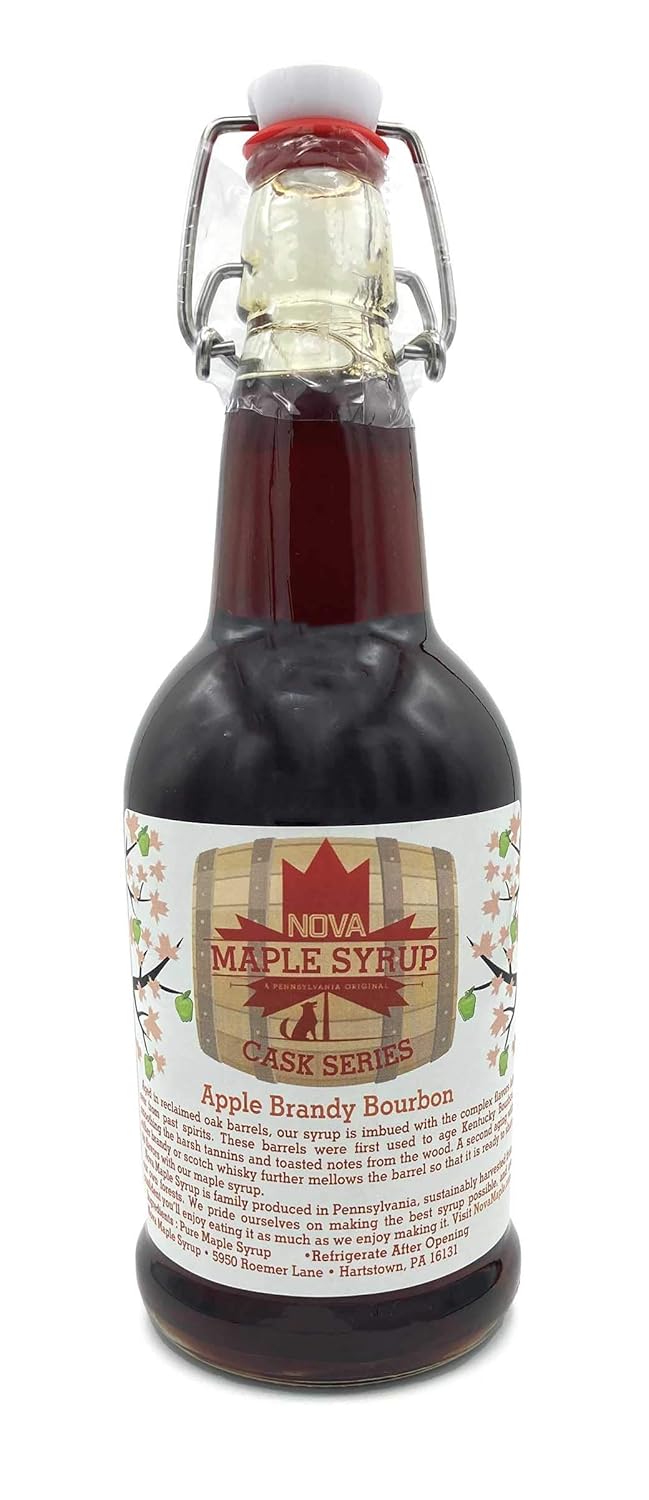 Bourbon Barrel Aged Nova Maple Syrup - Pint (16 Fl Oz) (Apple Brandy Bourbon)