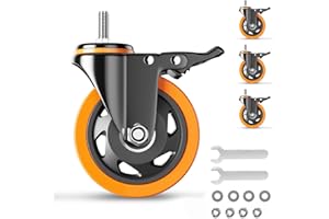 YUPEZOP 3 Inch Caster Wheels 2200Lbs, Threaded Stem Casters Set of 4 Heavy Duty, 1/2"-13 x 1 (Screw Diameter 1/2", Stem Length 1"), Safety Dual Locking Industrial Castors, Wheels for Cart, Furniture