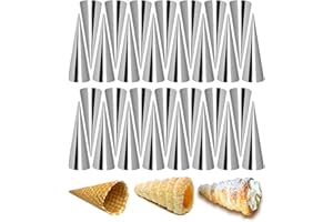 RoseFlower 30pcs Non-Stick Cream Horn Cones Tubes Stainless Steel Conical Croissant Pastry Baking Moulds Set, Cannoli Form Roll Mold Corner Shaper for Christmas Anniversary and Daily Use #1