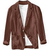 GOSEAGOTOFUN Men's Blazer Jacket Cotton Linen Sports Coats Regular Fit Buttons Suit Jackets Summer Casual Lightweight Coats