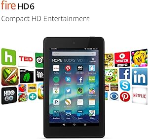 Fire HD 6 Tablet, 6" HD Display, Wi-Fi, 8 GB - Includes Special Offers, Black (Previous Generation - 4th)
