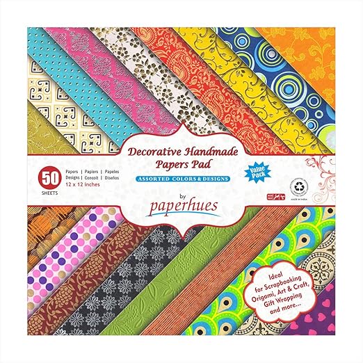 Decorative Scrapbook Papers 30x30cm Pad, 50 Sheets, Assorted Colours