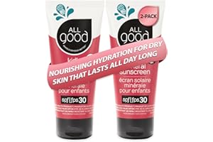 ALL GOOD MAKES EVERYTHING BETTER All Good Baby & Kids Sunscreen Lotion for Face & Body - UVA/UVB Broad Spectrum, SPF 30, Zinc Oxide, Coral Reef Friendly, Water Resistant- Zinc, Shea Butter, Coconut Oil, Aloe (3 oz)(2-pack)