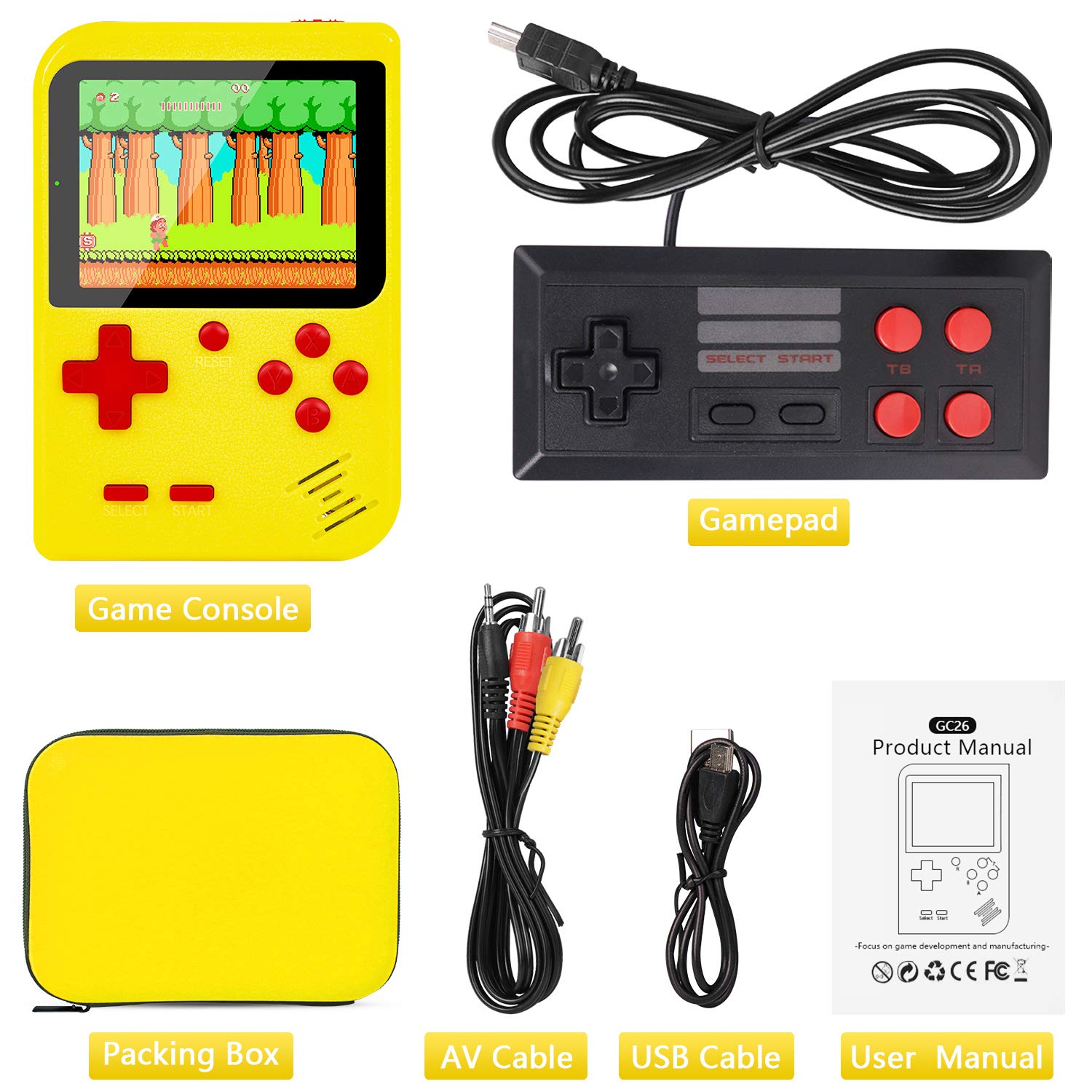 Handheld Game Console, Retro Game Console with 400 FC Games 3 " Color Screen,video games Support for Connecting TV & Two Players 800mAh Battery with protector case for Kids &Adult: Video Games