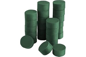 ADXCO 24 Pieces DIY Flower Arrangement Kit, 3.15 x 1.57 Inches Wet Floral Foam Round Flower Arrangement Kit Green Wet Foam Block for Wedding, Aisle Flowers, Party Decoration