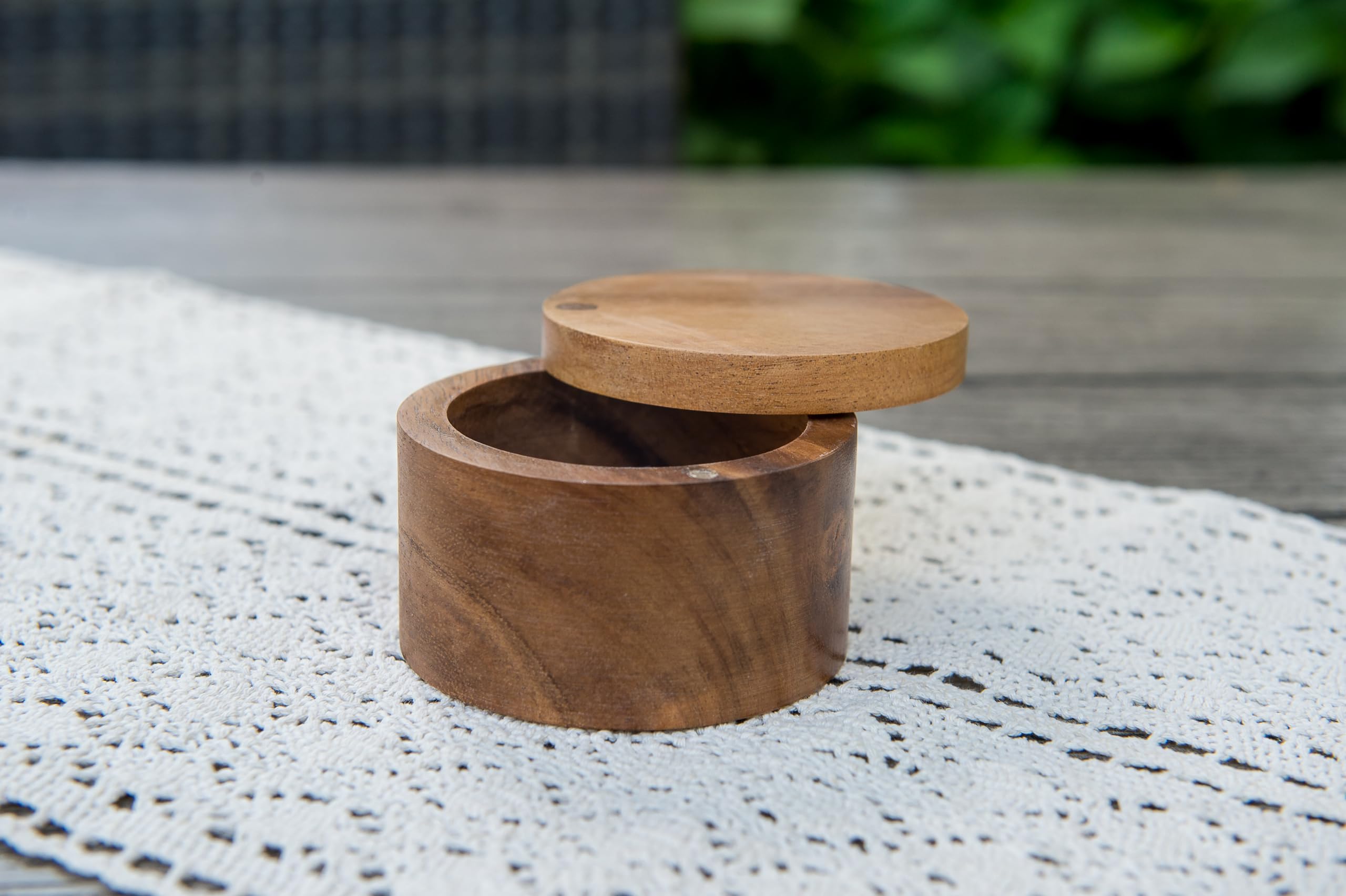 Lipper International Acacia Wood Salt or Spice Box with Swivel Cover, 3-1/2
