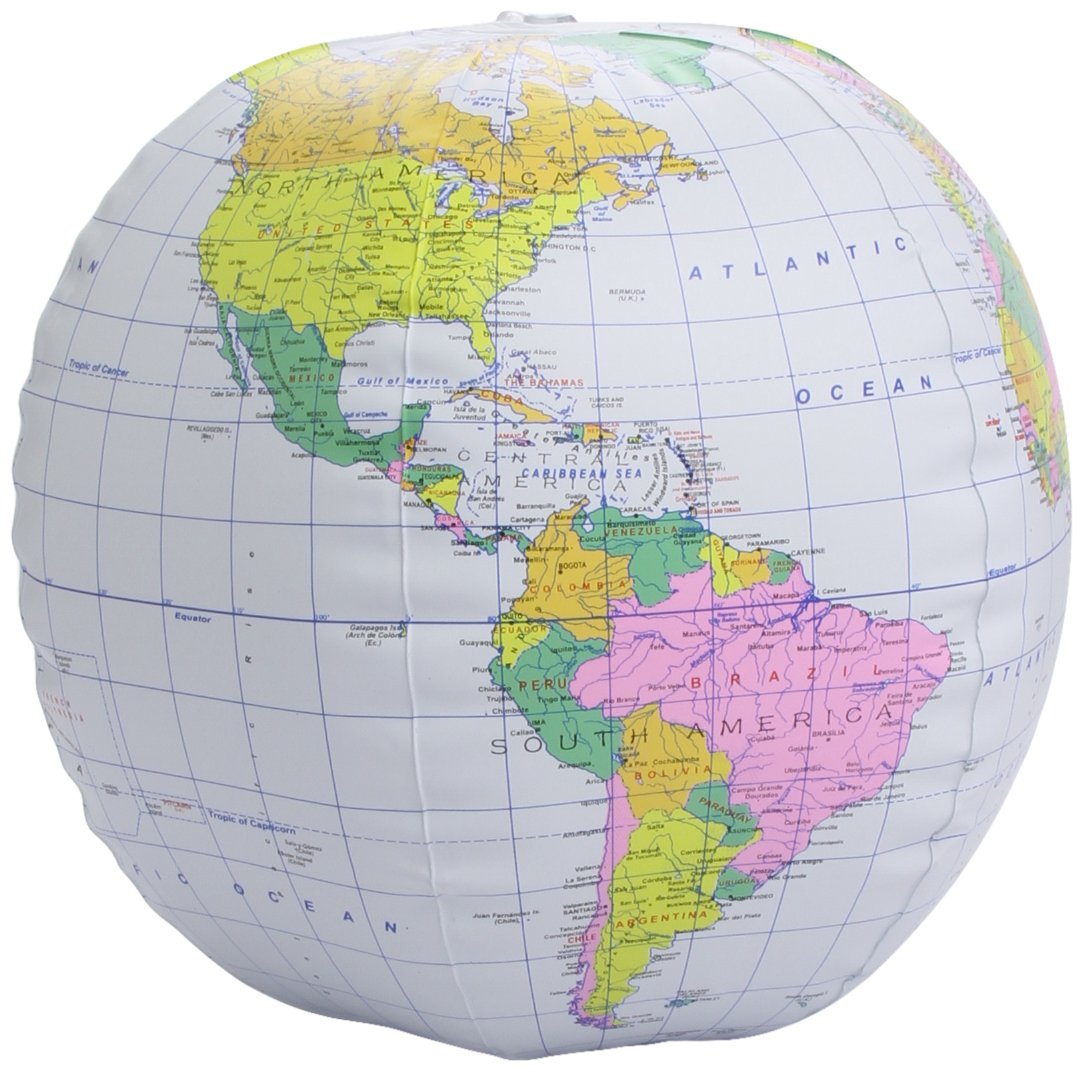 12" Light Blue Political Inflatable Globe