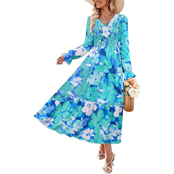 princess polly baby blue dress Milumia Women's Boho Button Up Split Floral Print Flowy Party