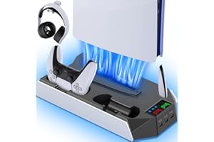 NiGamKo PS5/Slim/Pro Cooling Station with Controller Charging Station for PlayStation 5/Slim/Pro Console, PS5 Stand with Cool